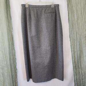 Evan-Picone Vintage Gray Long Midi Pencil Work Business Wool Skirt Size 14